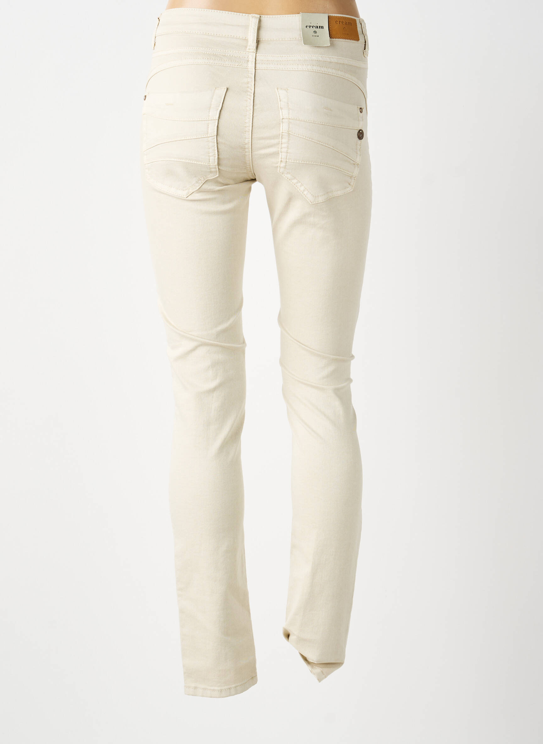 Jeans coupe slim tissage brut taille normale beige CREAM femme