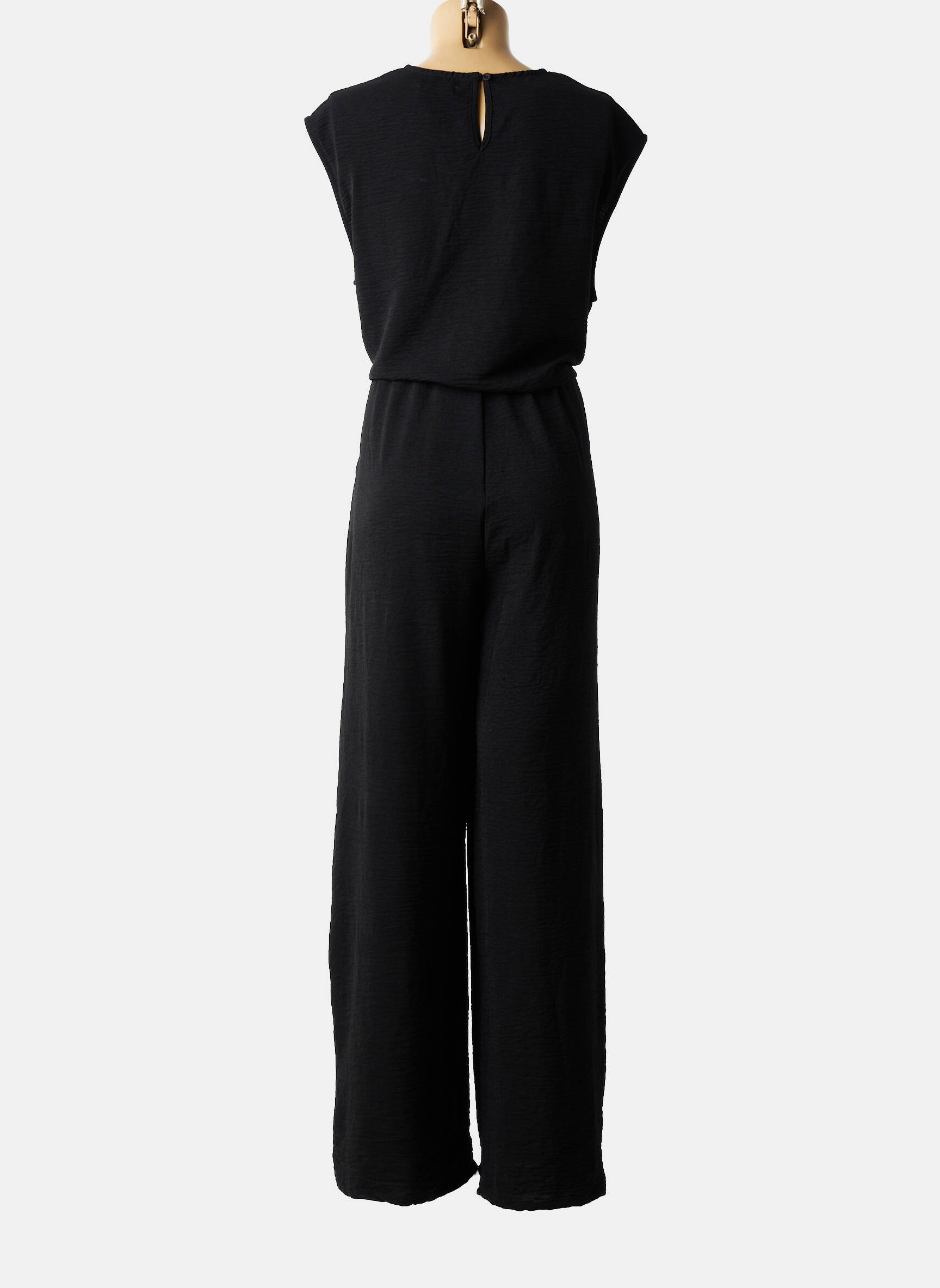 Combi-pantalon tissage crêpe sans manche noir LOSAN femme