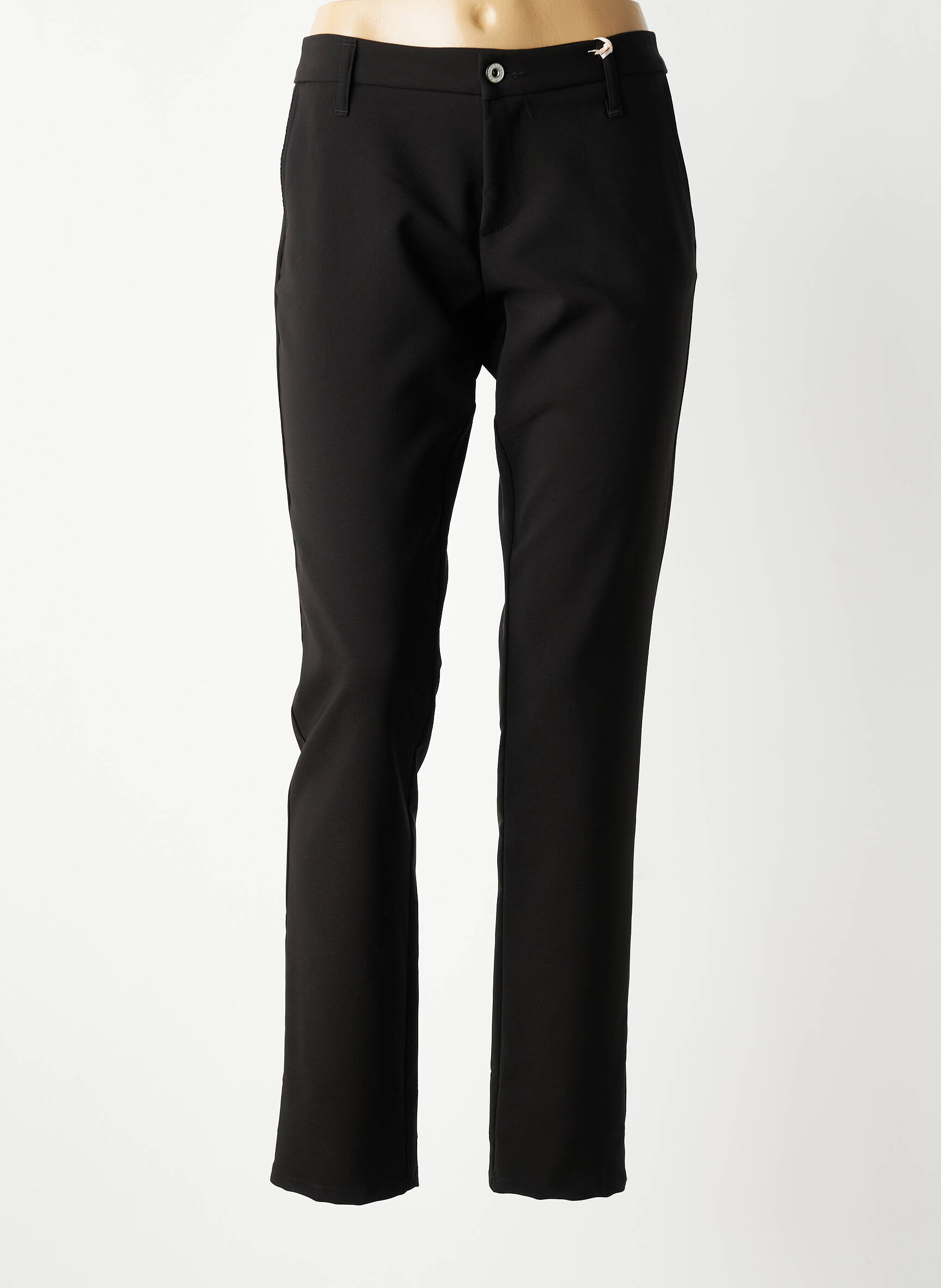 Pantalon chino tissage popeline taille normale noir PLEASE femme