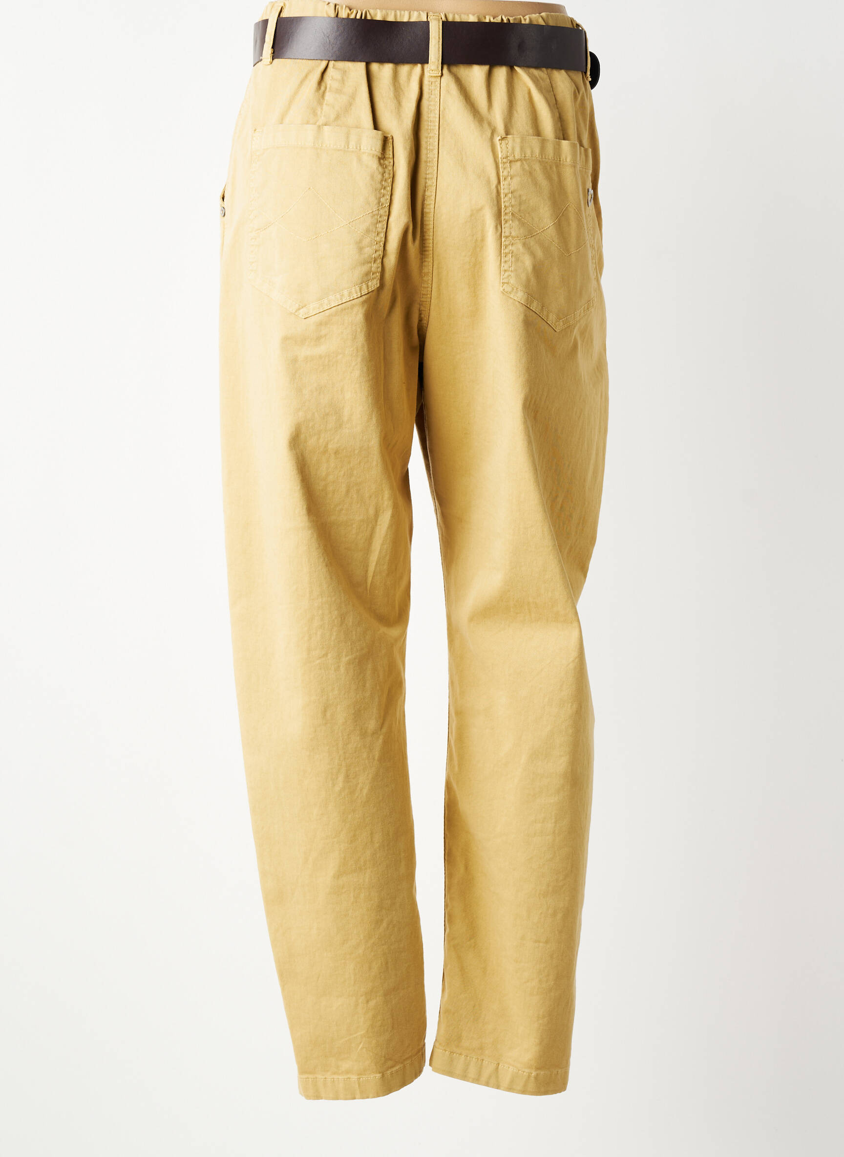 Pantalon droit tissage popeline taille normale beige PLEASE femme