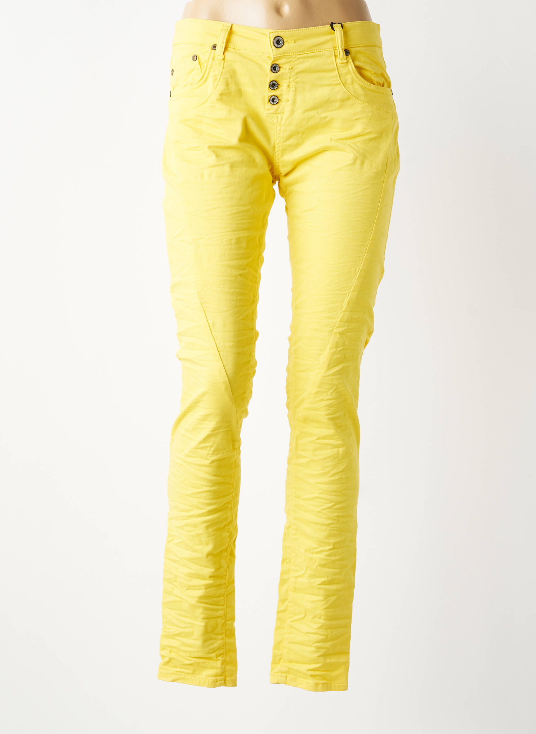 Jeans coupe slim stretch taille normale jaune PLEASE femme