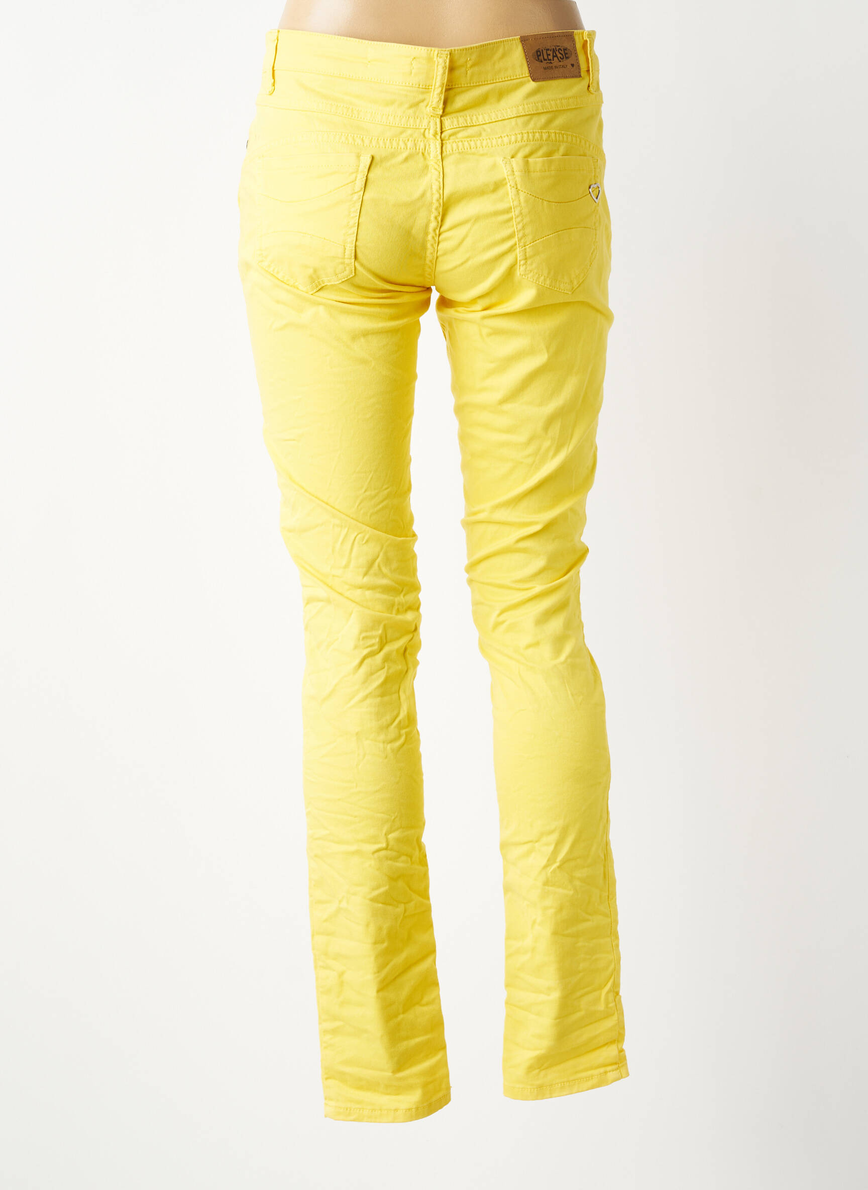 Jeans coupe slim stretch taille normale jaune PLEASE femme