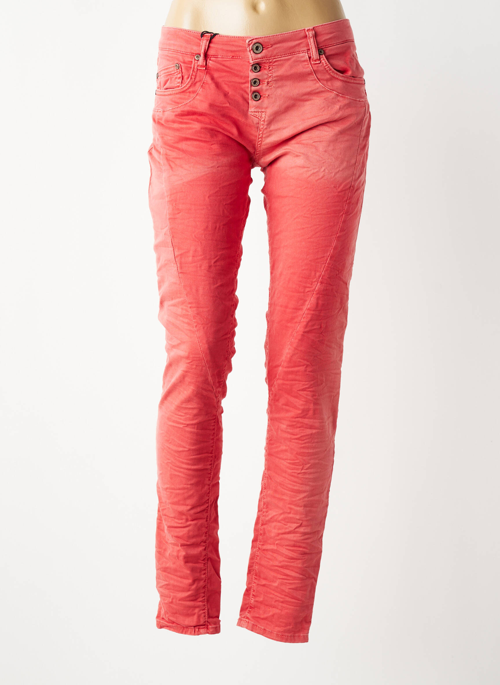 Jeans coupe slim stretch taille normale rouge PLEASE femme