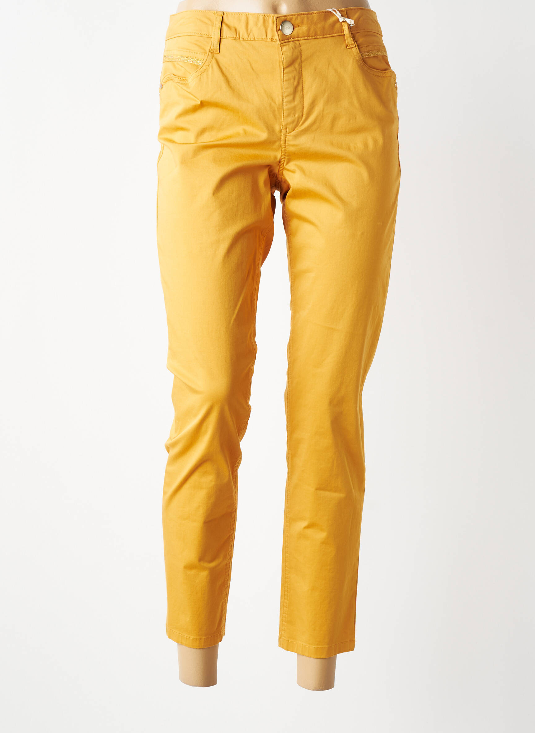 Pantalon slim tissage popeline taille normale jaune LOLA ESPELETA femme