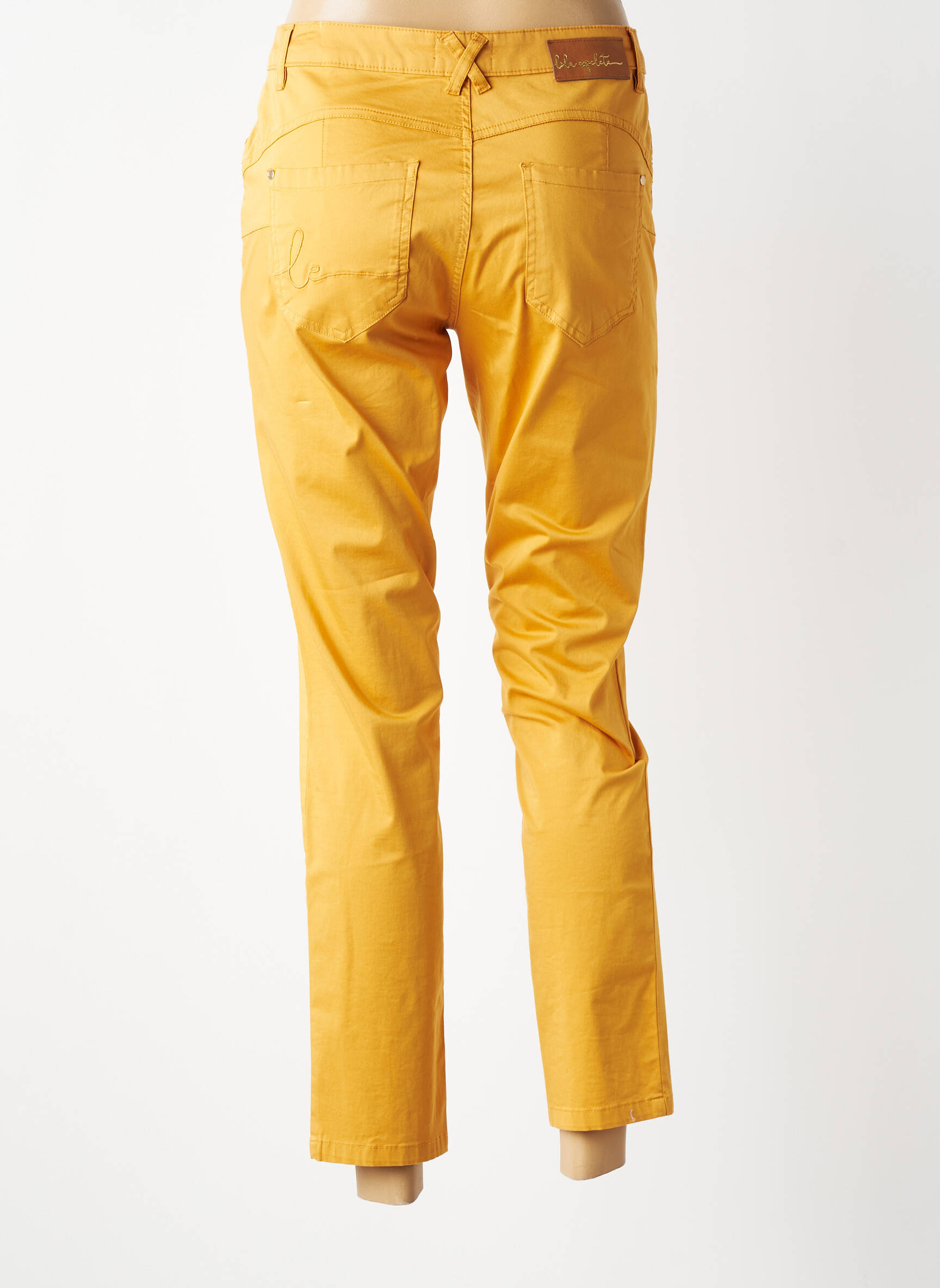 Pantalon slim tissage popeline taille normale jaune LOLA ESPELETA femme