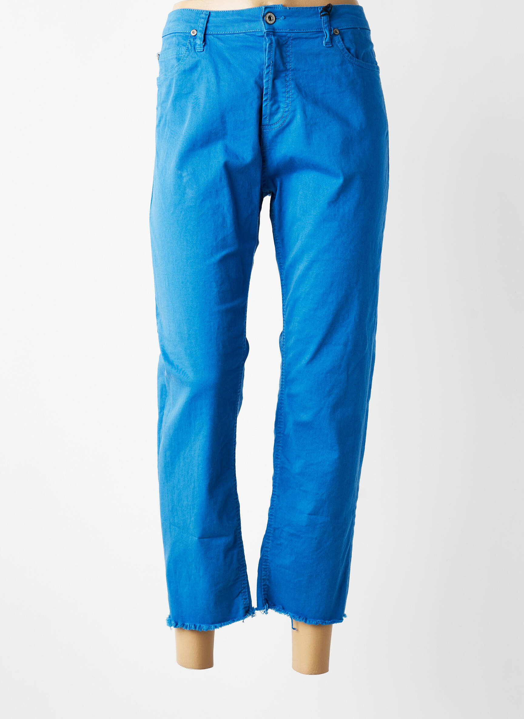 Jeans coupe droite finition bord franc taille normale bleu PLEASE femme