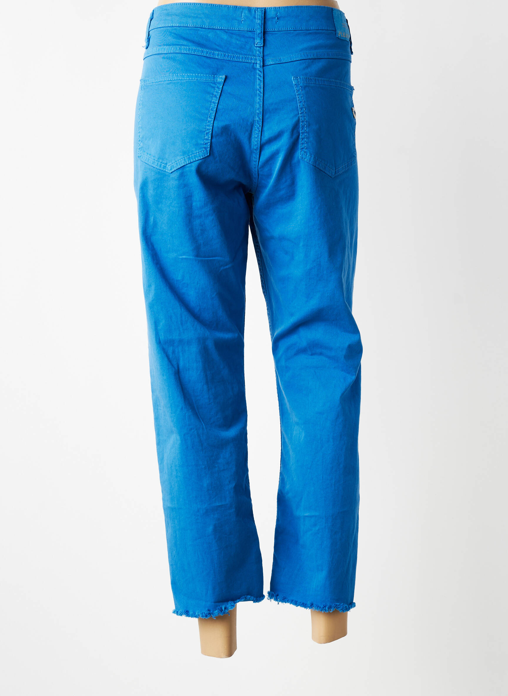 Jeans coupe droite finition bord franc taille normale bleu PLEASE femme