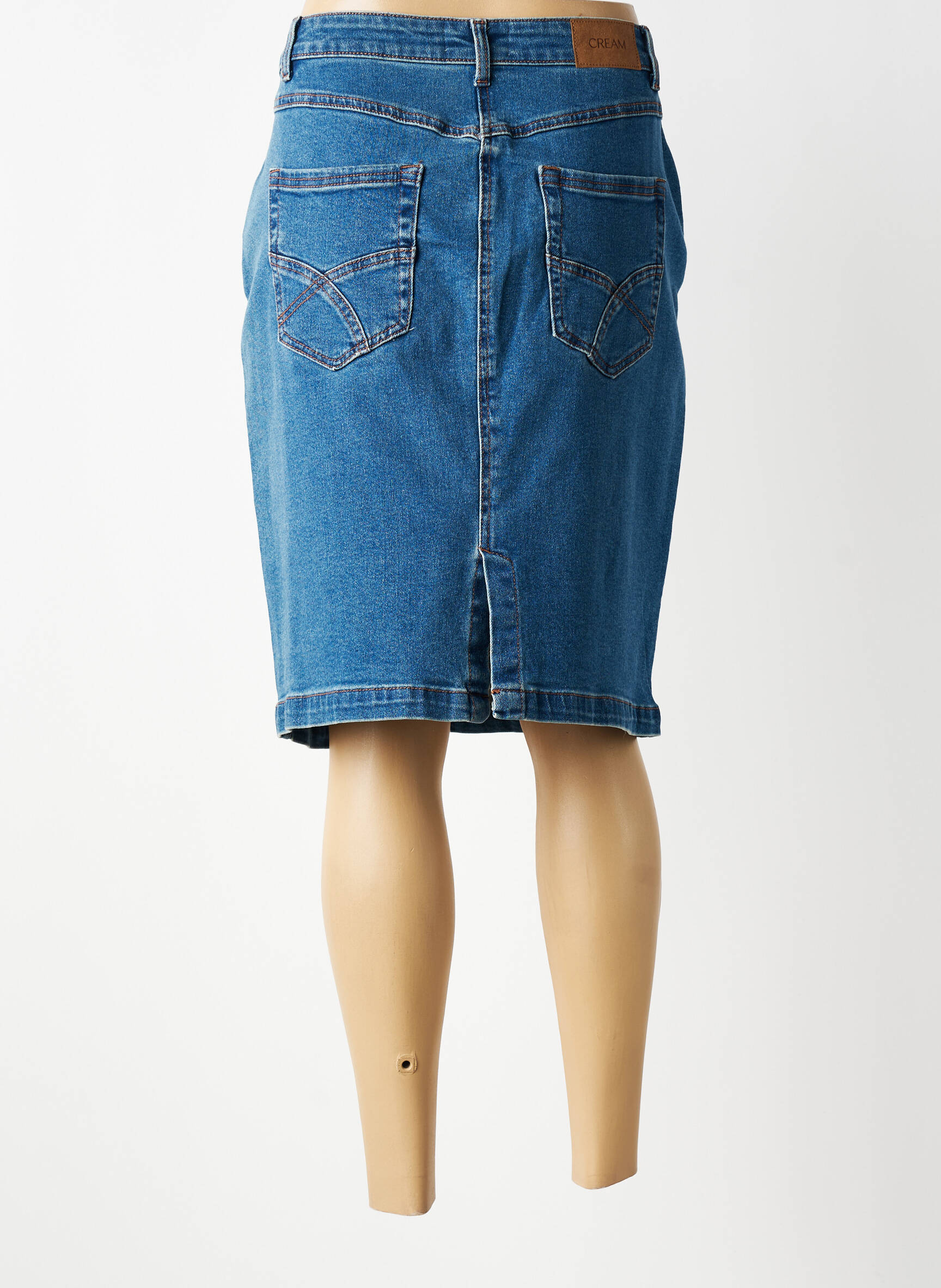 Jupe mi-longue coupe droite bleu CREAM femme