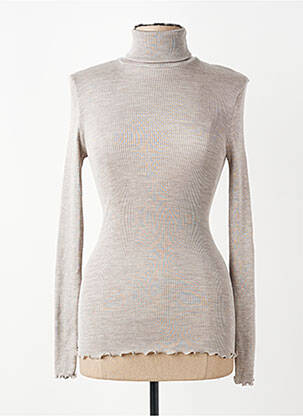 Pull col roulé coupe ajustée manches longues gris OSCALITO femme
