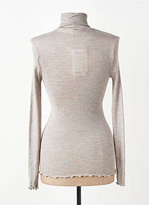 Pull col roulé coupe ajustée manches longues gris OSCALITO femme