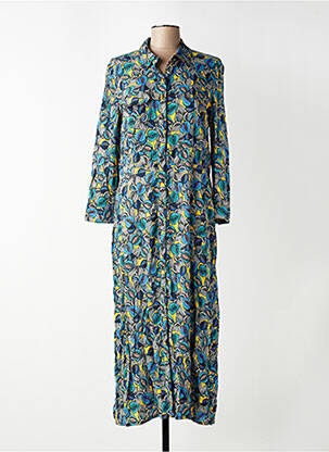 Robe longue manches longues manches longues bleu NATHALIE CHAIZE femme