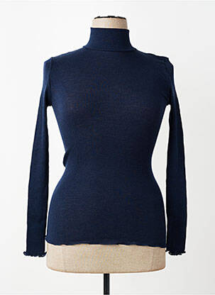 Pull col roulé coupe ajustée manches longues bleu VITTORIA femme