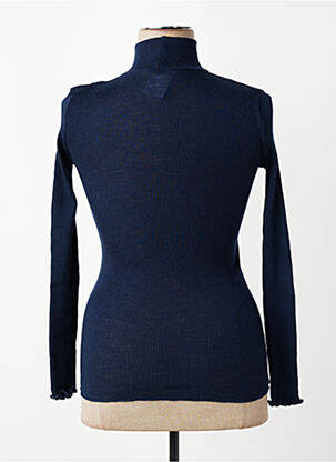 Pull col roulé coupe ajustée manches longues bleu VITTORIA femme