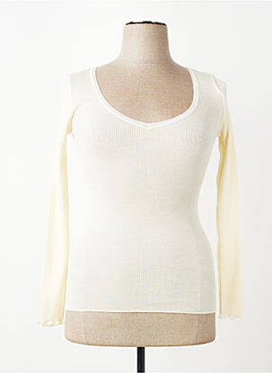 Pull col v manches longues blanc VITTORIA femme