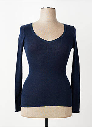 Pull col v manches longues bleu VITTORIA femme