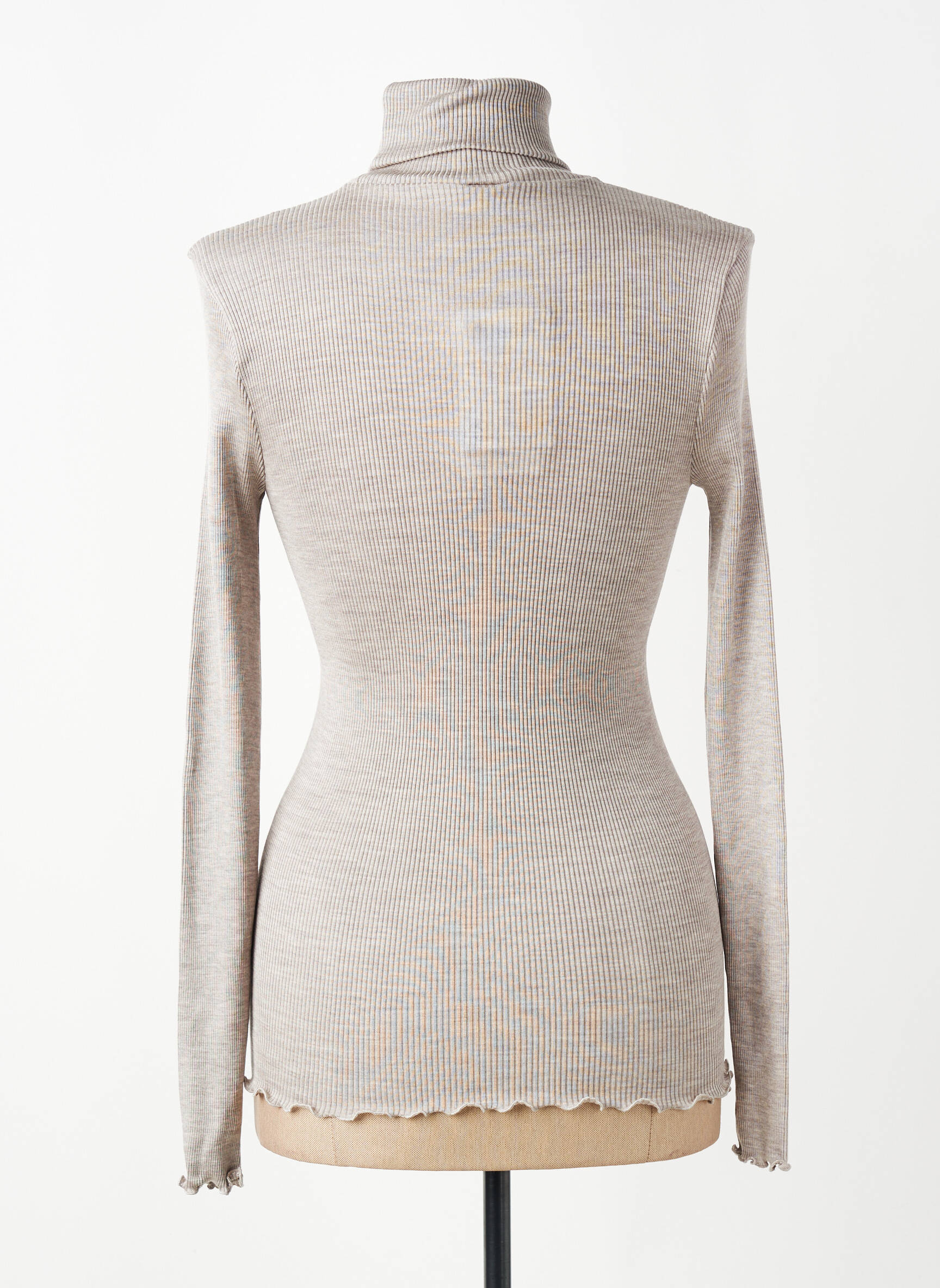 Pull col roulé coupe ajustée manches longues gris OSCALITO femme