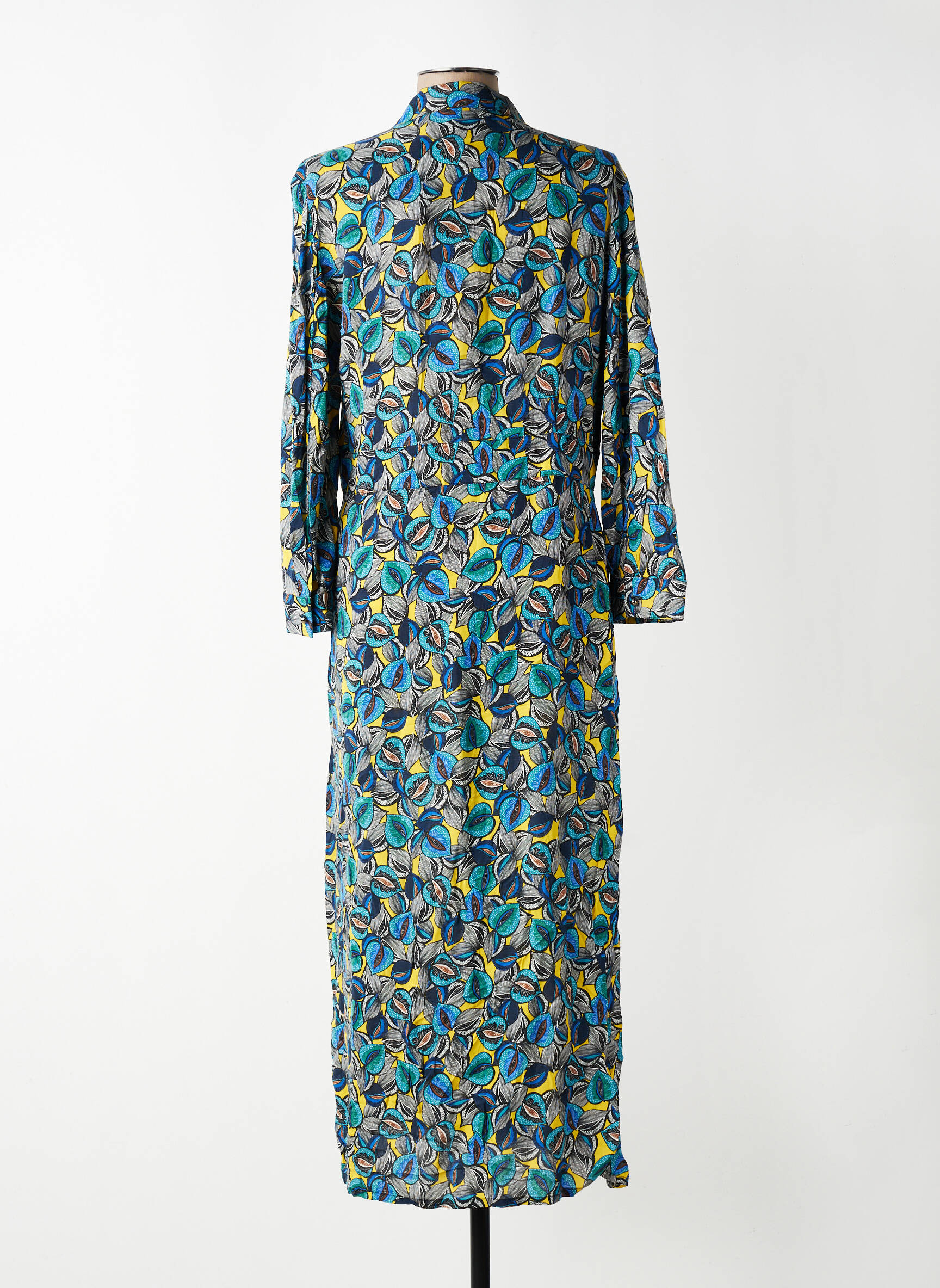Robe longue manches longues manches longues bleu NATHALIE CHAIZE femme