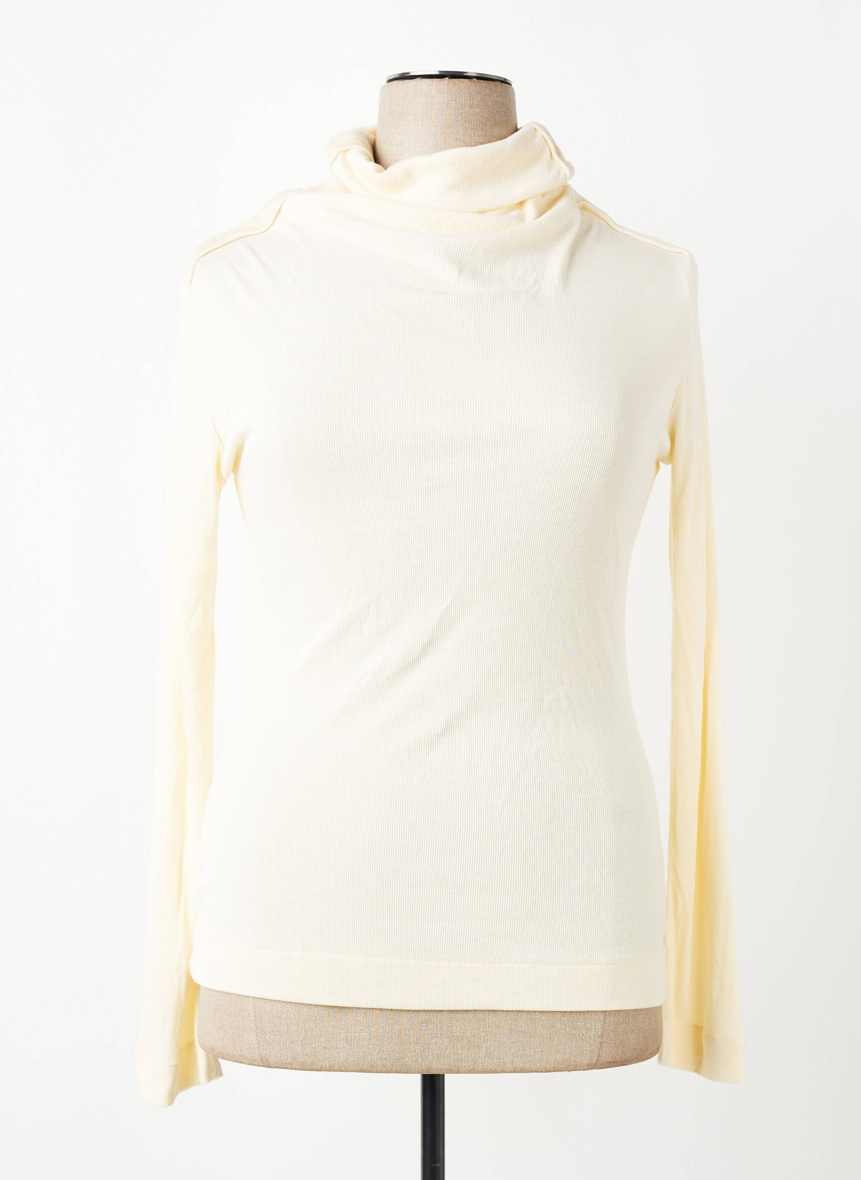 Pull col roulé coupe cintrée manches longues beige CHLOE femme