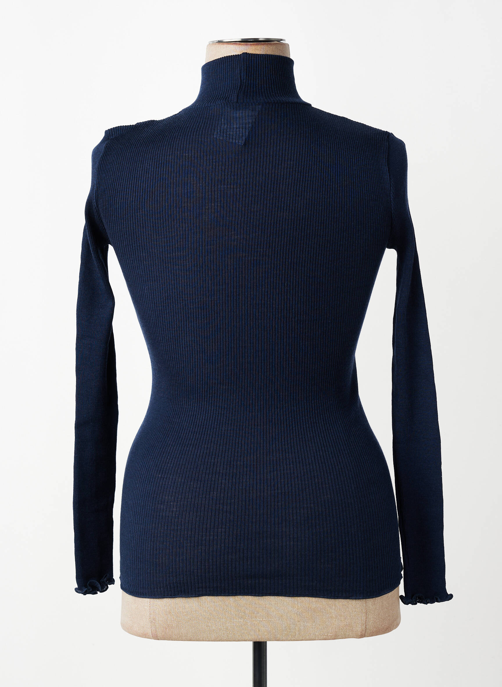 Pull col roulé coupe ajustée manches longues bleu VITTORIA femme