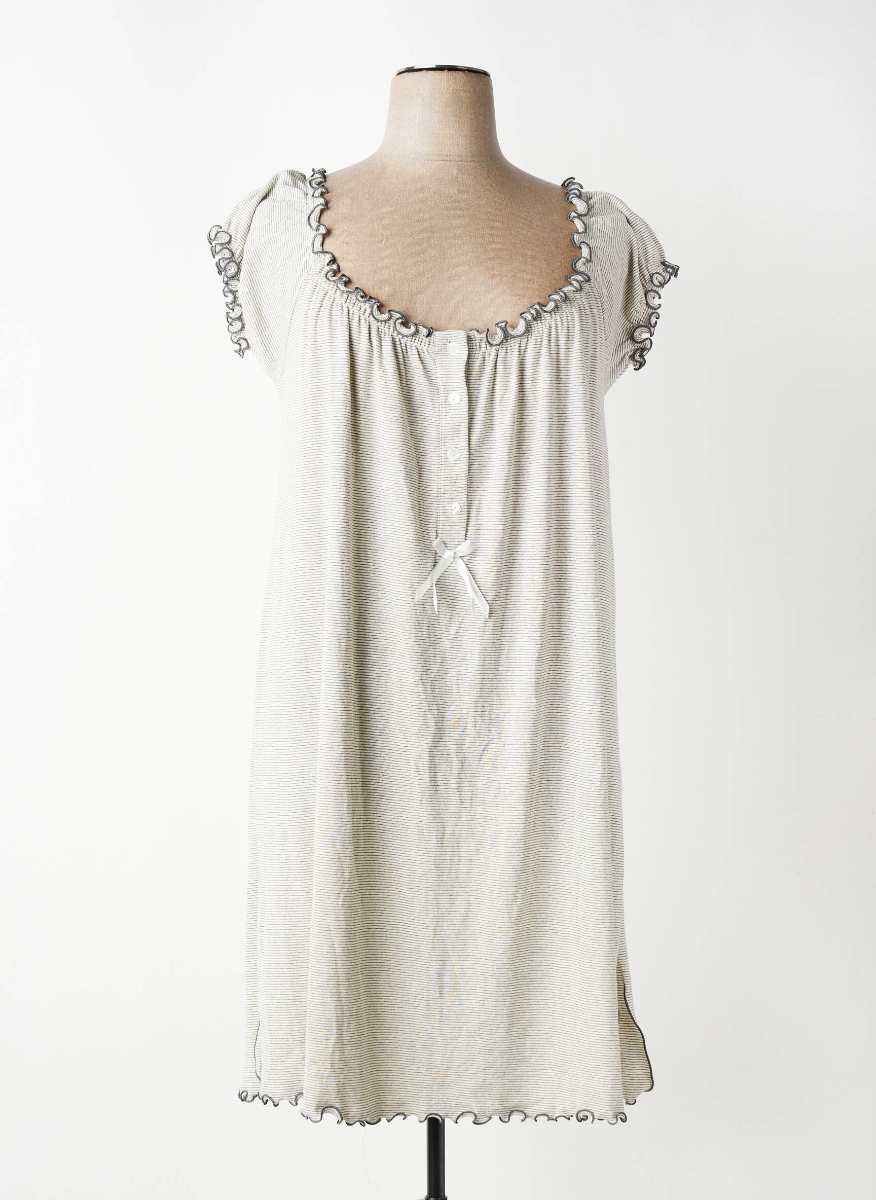 Chemise de nuit imprimé rayures gris ALBA BARGIACCHI femme