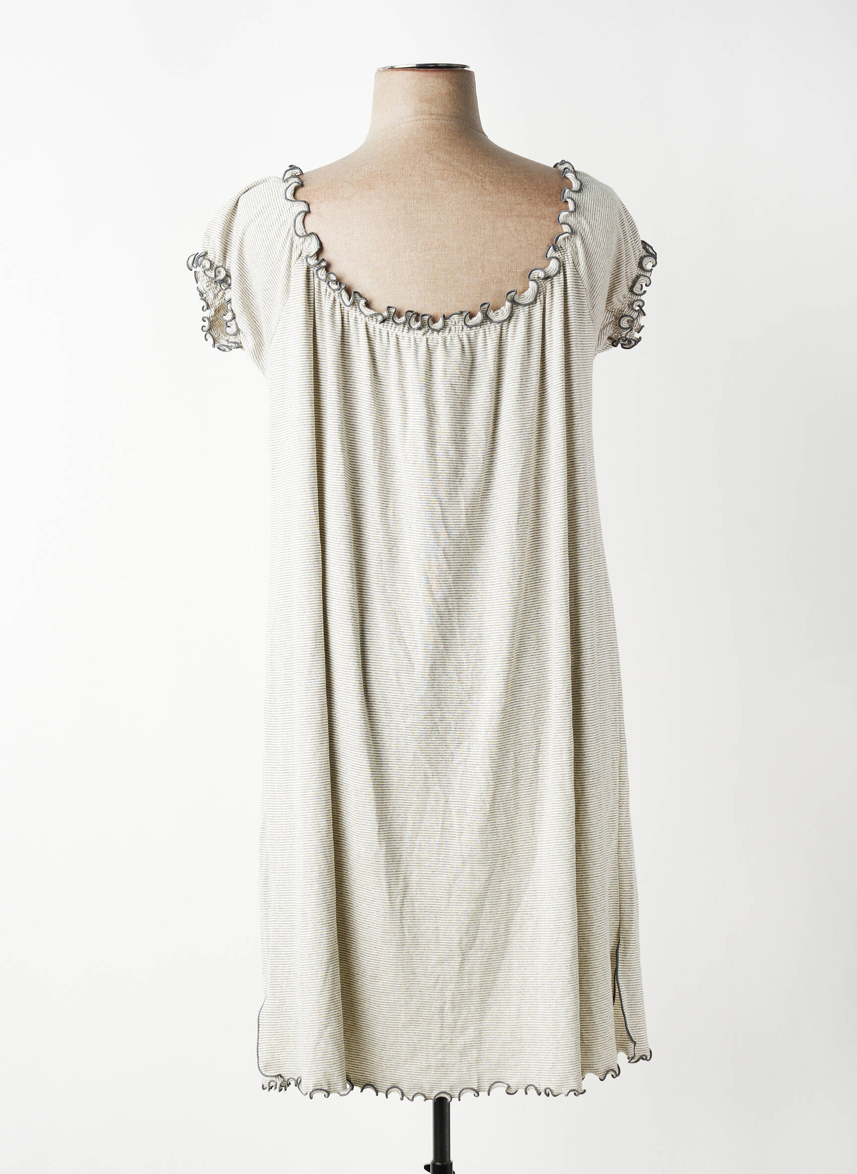 Chemise de nuit imprimé rayures gris ALBA BARGIACCHI femme