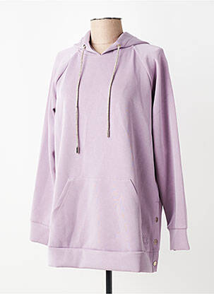 Sweat-shirt à capuche poches manches longues violet ELENA MIRO femme