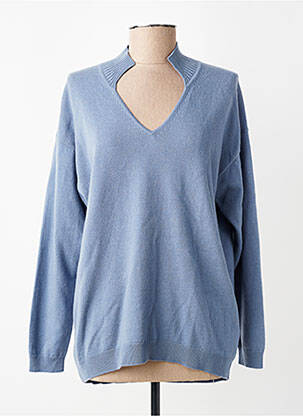 Pull col v manches longues bleu REPEAT femme