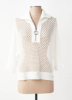 Pull maille ajourée manches 3/4 blanc JOSEPH RIBKOFF femme