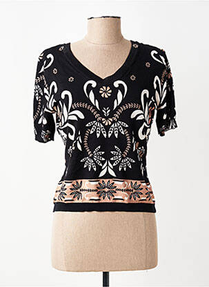 Pull col v manches courtes noir TWINSET femme