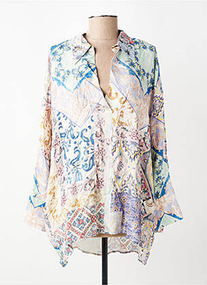 Tunique manches longues col v bleu ELENA MIRO femme