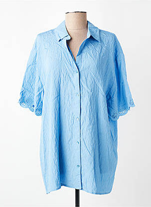 Chemisier tissage crêpe manches courtes bleu WATERCULT femme