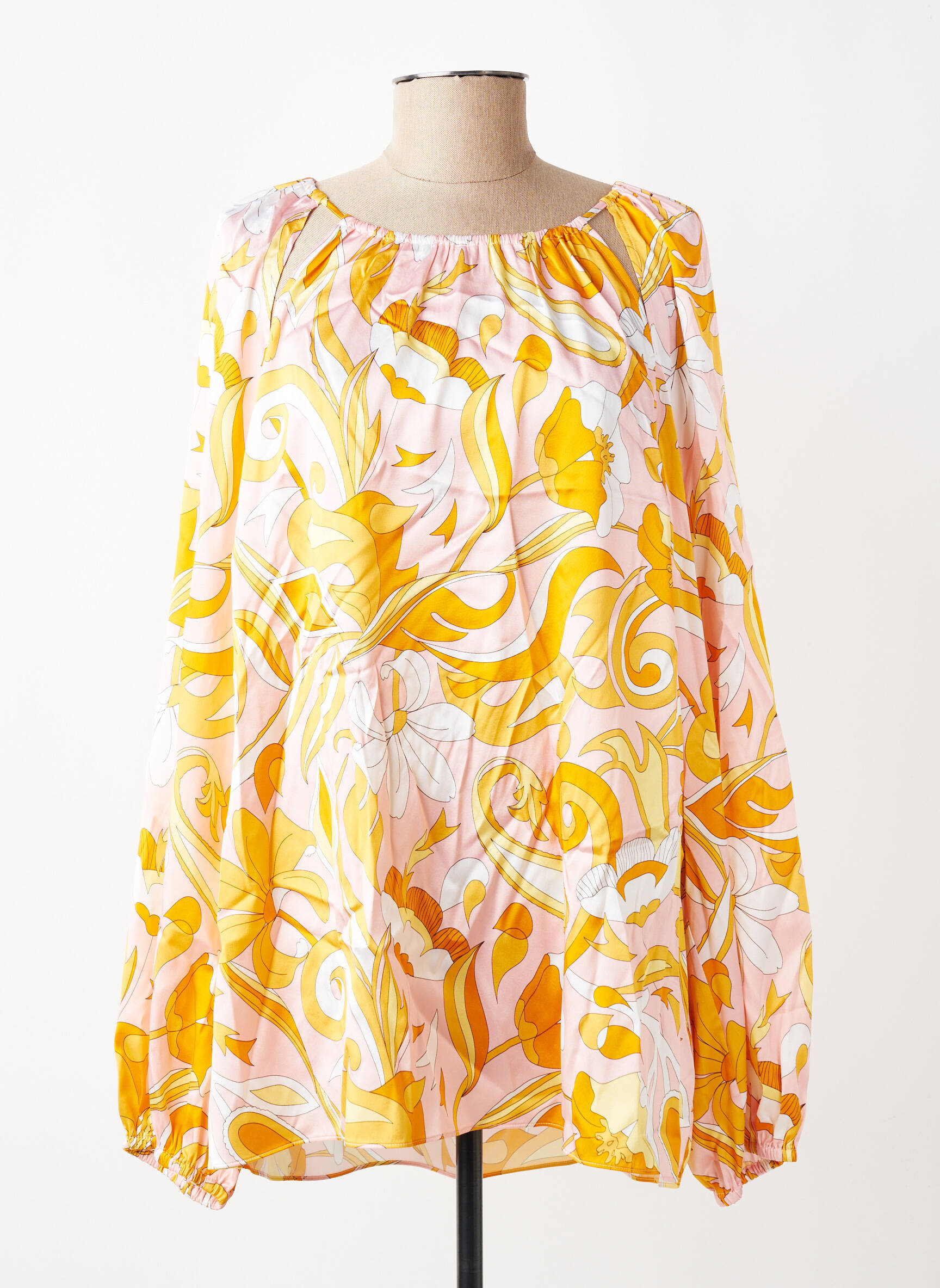 Blouse imprimé fantaisie manches longues orange HERZEN'S ANGELEGENHEIT femme