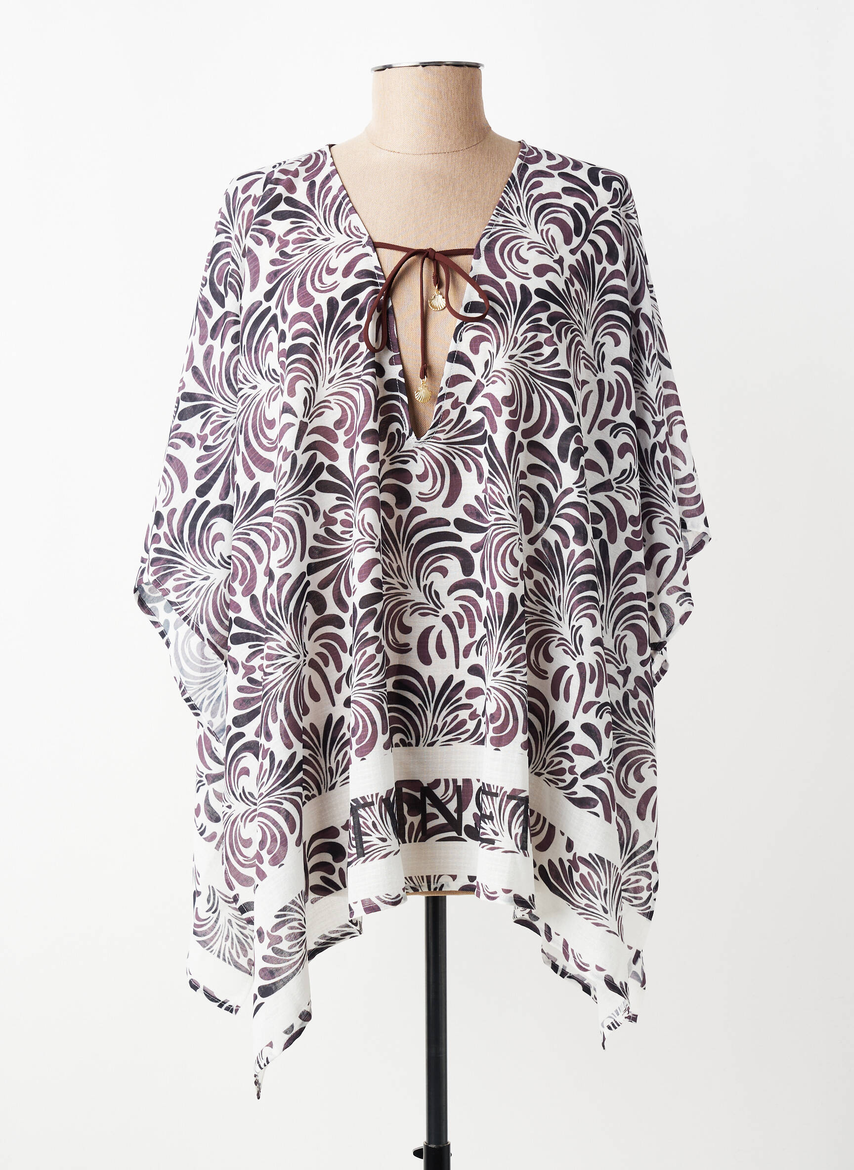 Poncho col v marron TWINSET femme