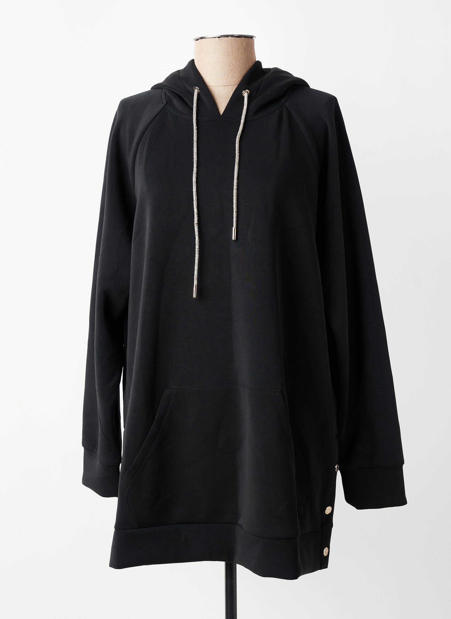 Sweat-shirt à capuche poches manches longues noir ELENA MIRO femme