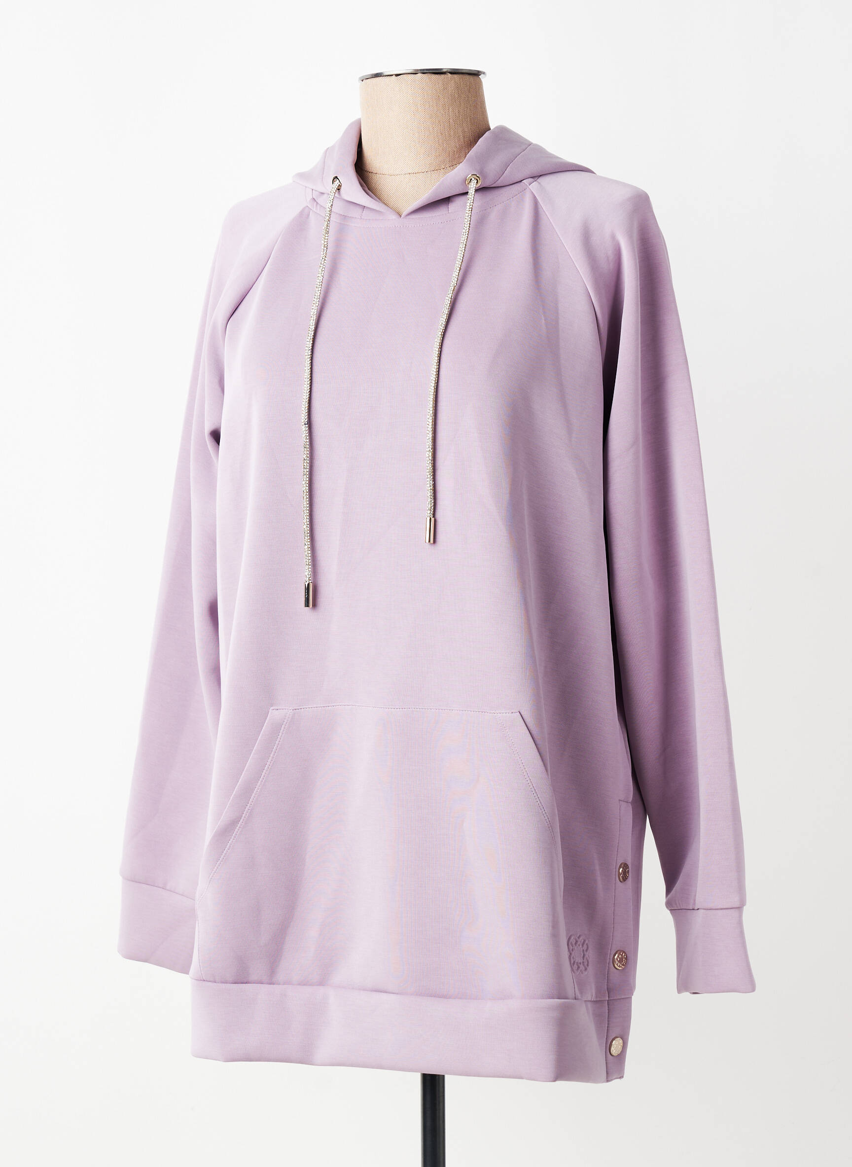 Sweat-shirt à capuche poches manches longues violet ELENA MIRO femme