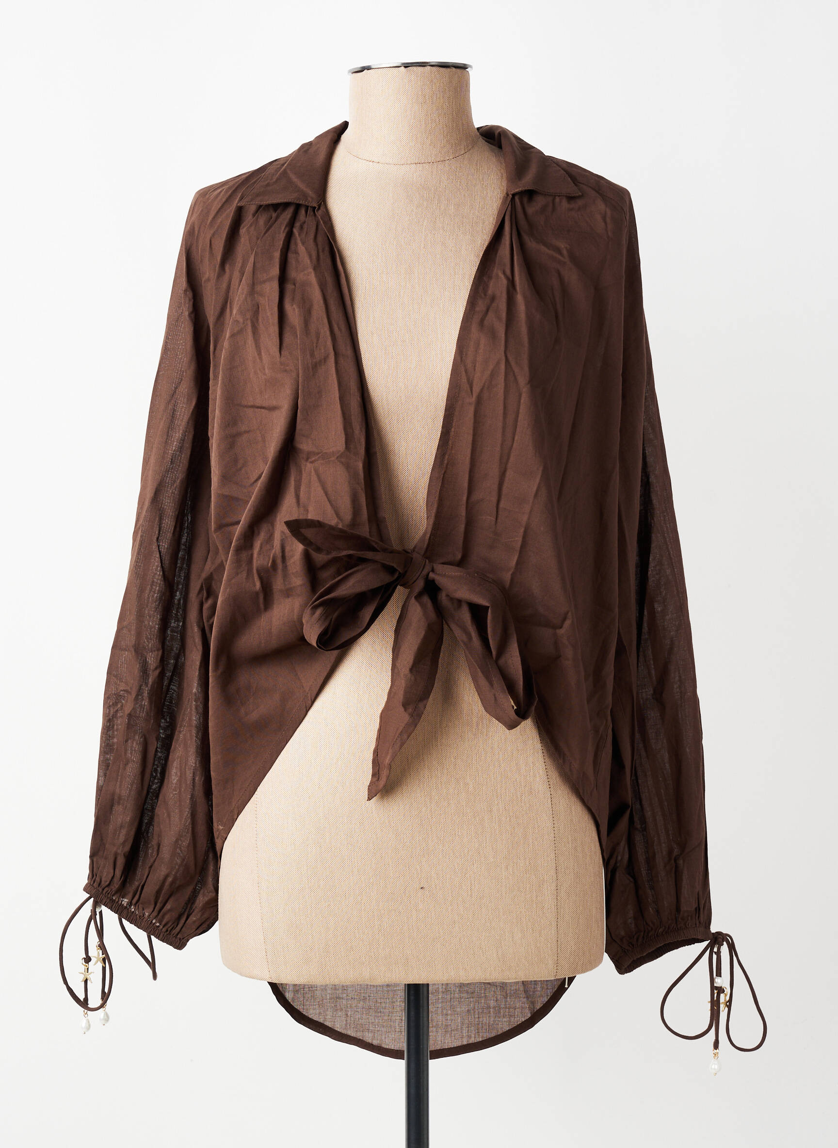 Tunique manches longues légère et transparente marron TWINSET femme