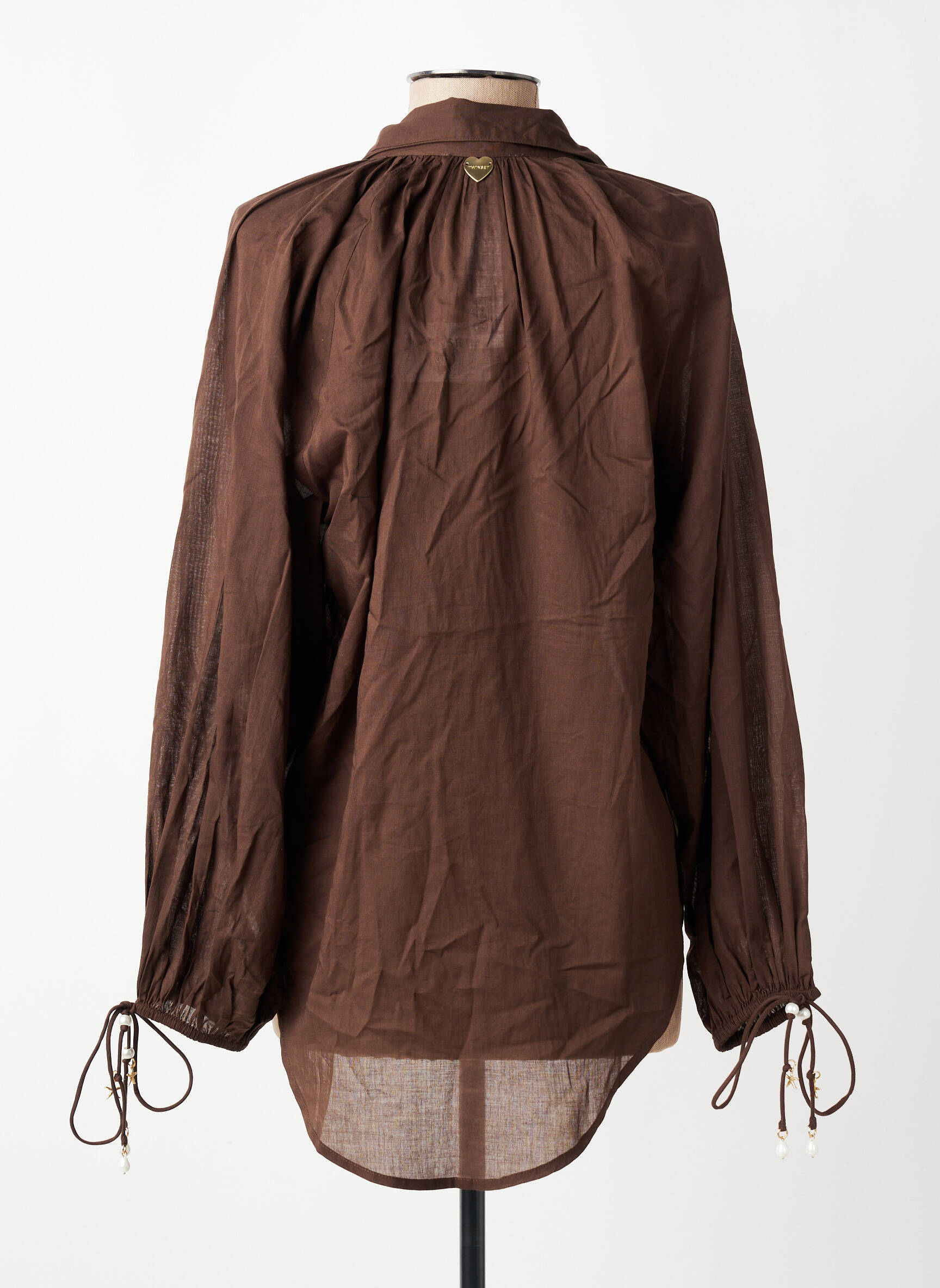 Tunique manches longues légère et transparente marron TWINSET femme
