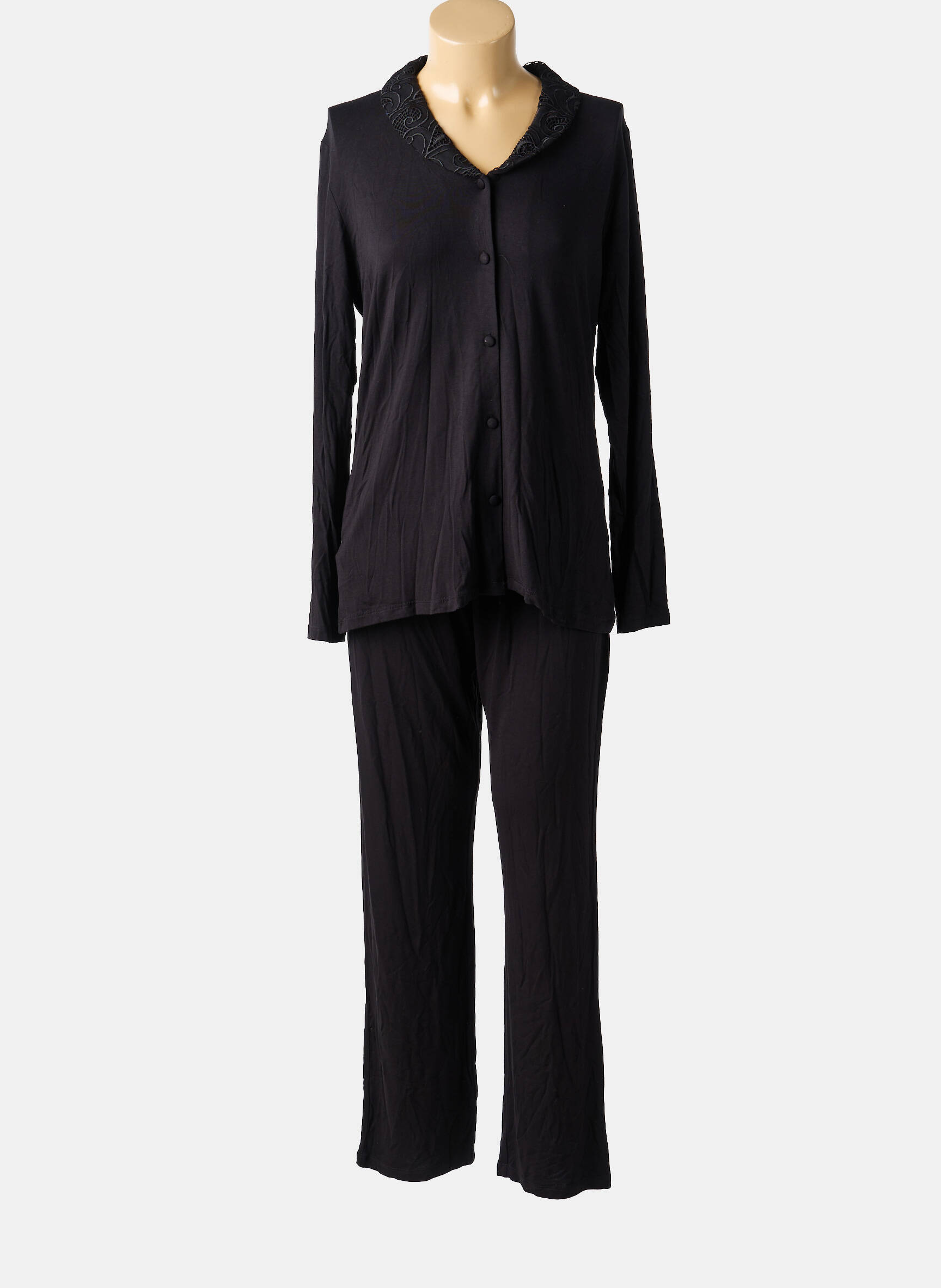 Pyjama tissage jersey noir LORMAR femme