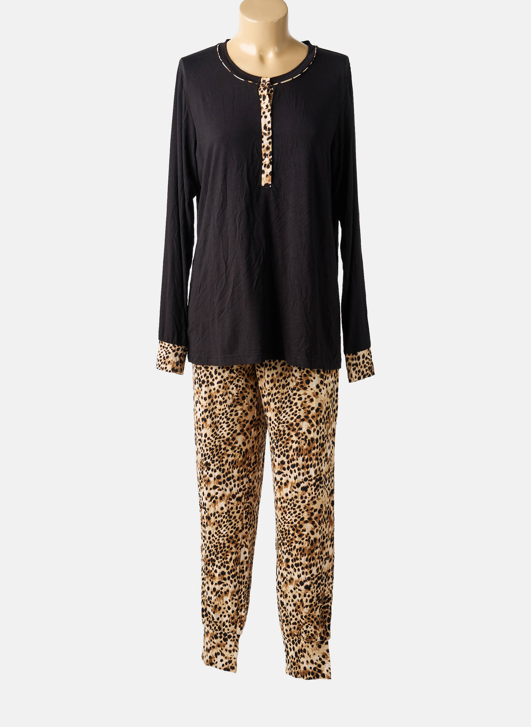 Pyjama tissage jersey noir LORMAR femme