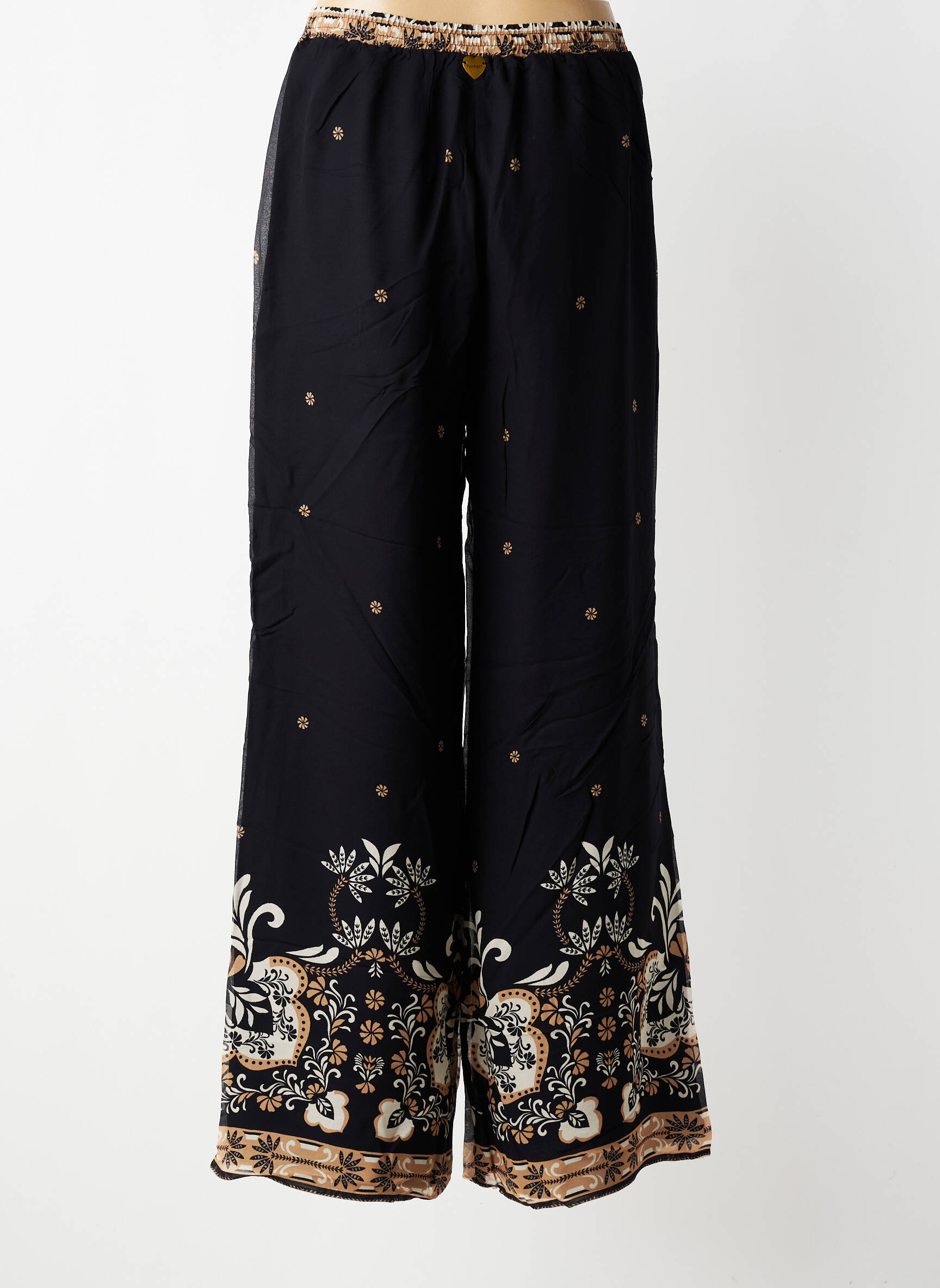Pantalon droit tissage crêpe taille normale noir TWINSET femme