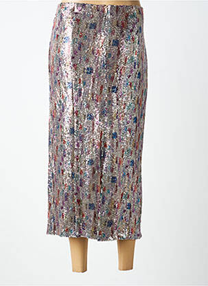 Jupe longue fermeture zippée au dos argent ELENA MIRO femme