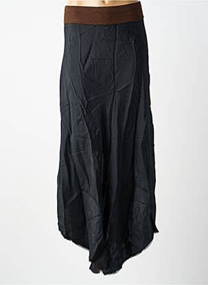 Jupe longue coupe asymétrique marron KUXO femme