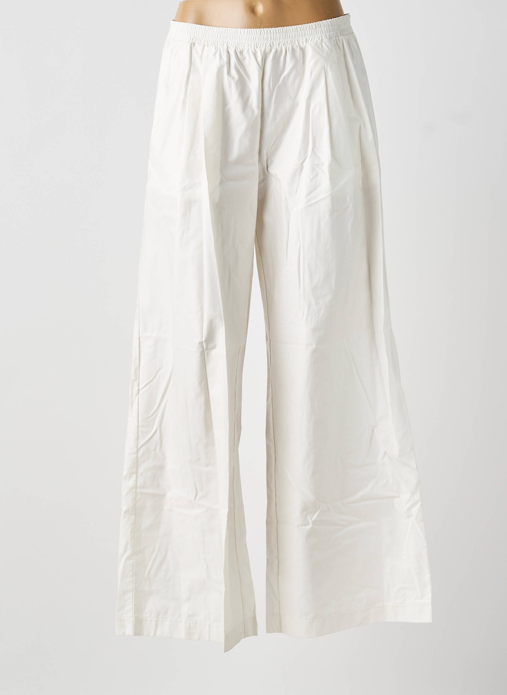 Pantalon large tissage popeline taille normale beige TWINSET femme