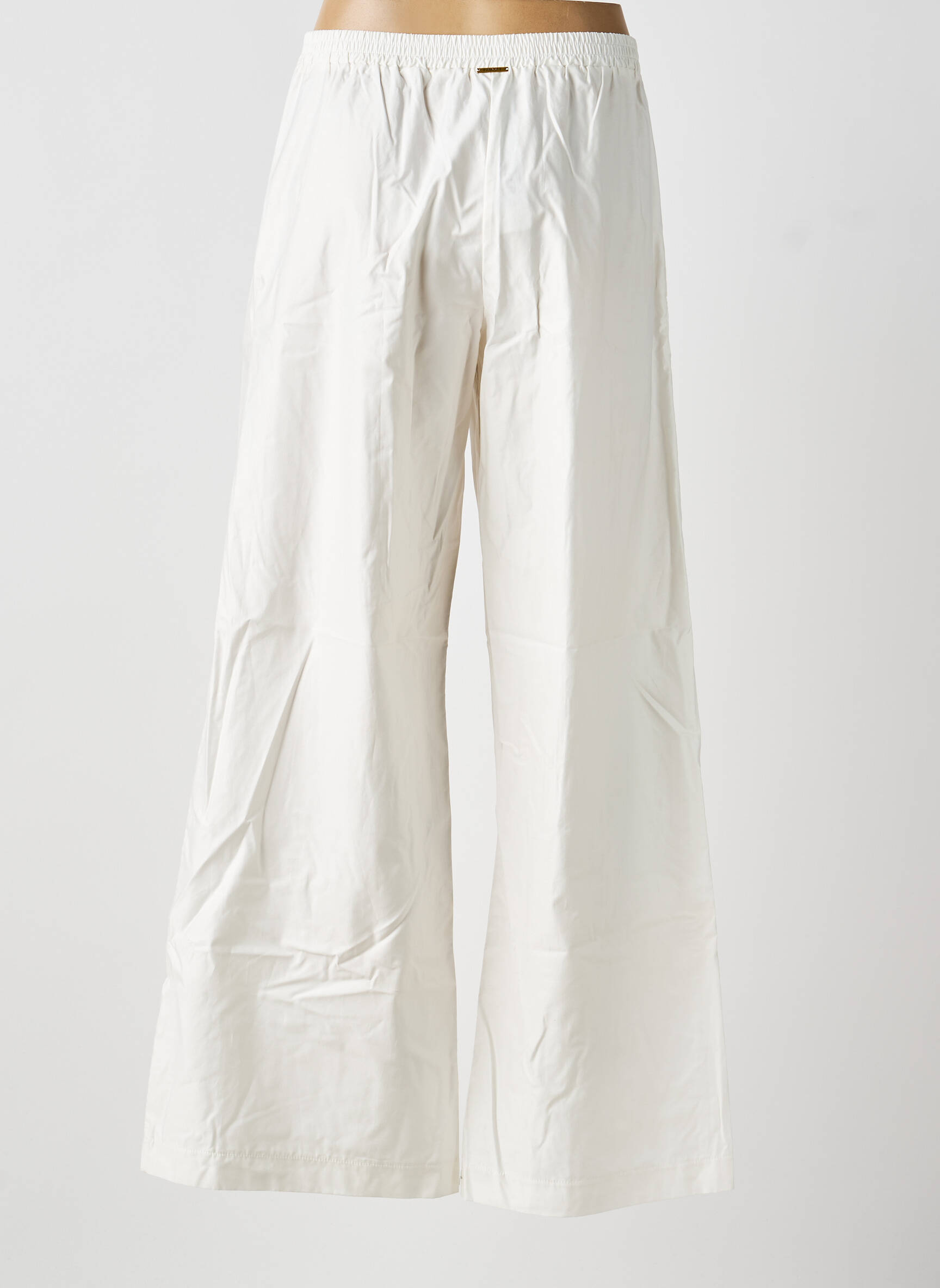 Pantalon large tissage popeline taille normale beige TWINSET femme