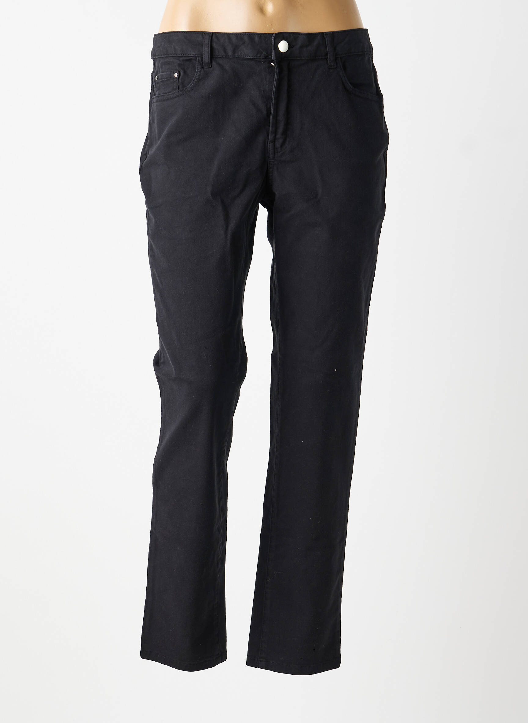 Pantalon slim tissage popeline taille normale noir ANANKE femme