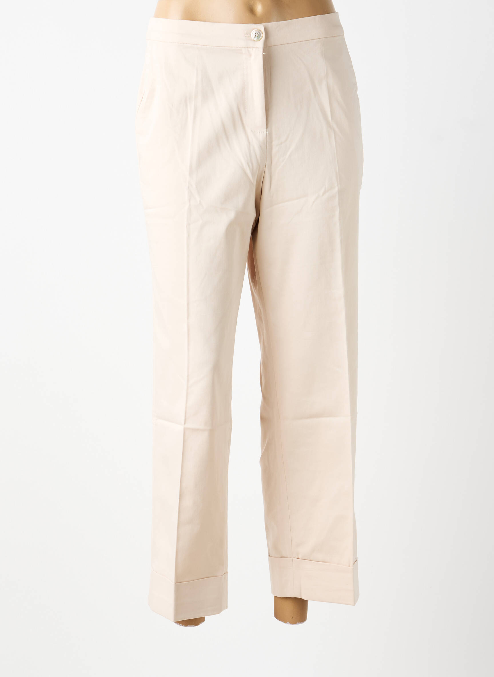 Pantalon 7/8 taille à pinces taille normale rose ELENA MIRO femme