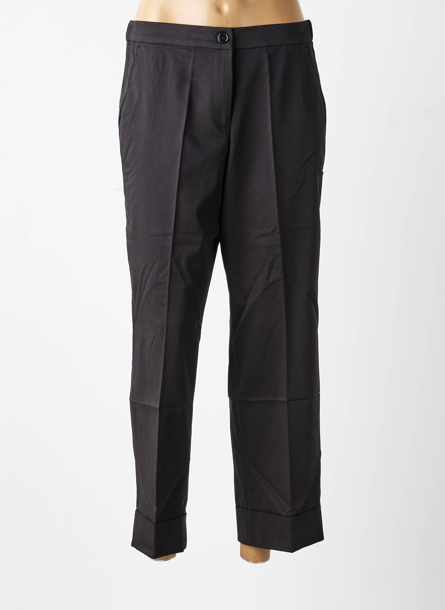 Pantalon 7/8 taille à pinces taille normale noir ELENA MIRO femme