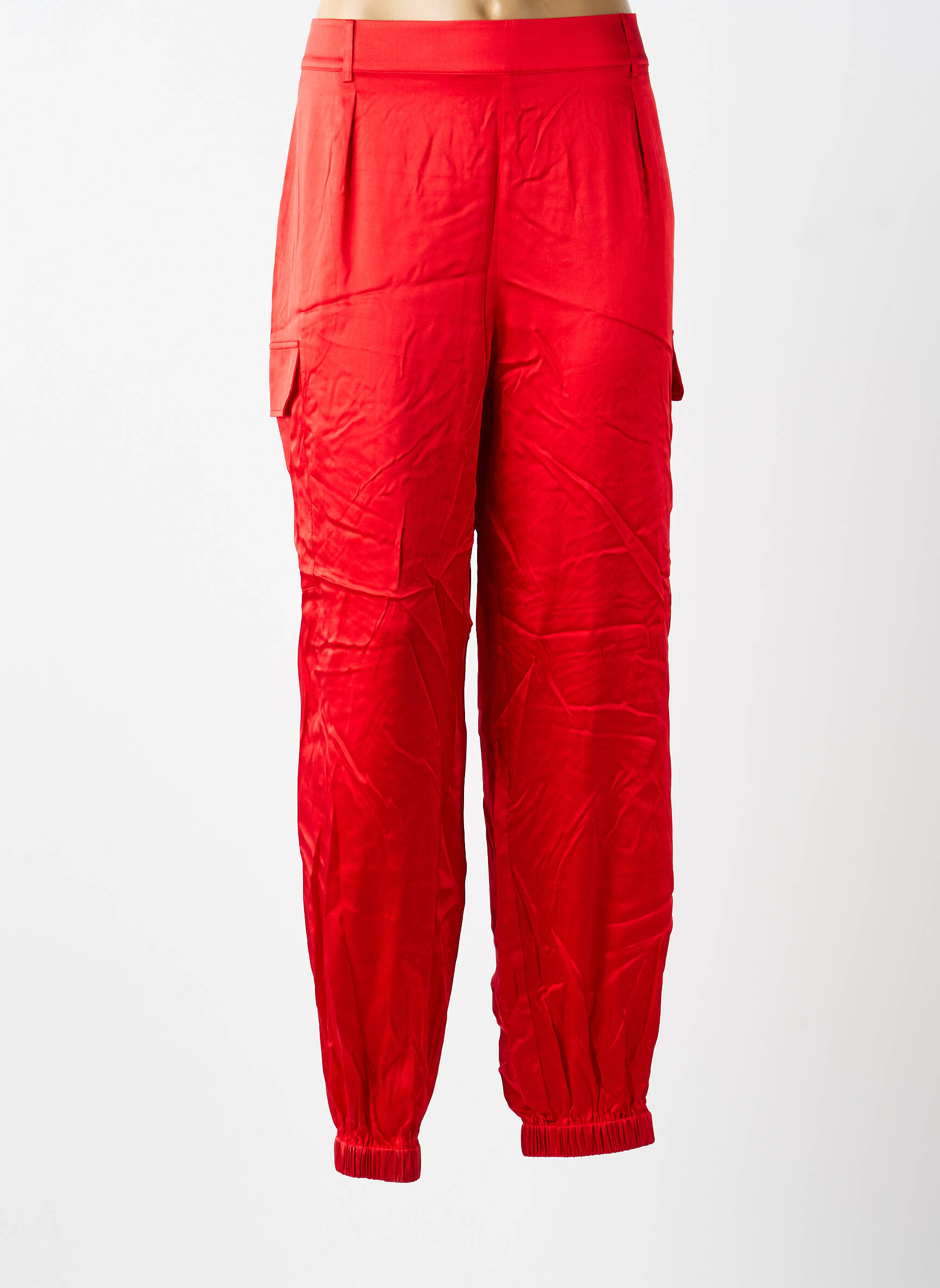 Pantalon cargo resserrée sur le bas taille normale rouge CHARLOTTE SPARRE femme