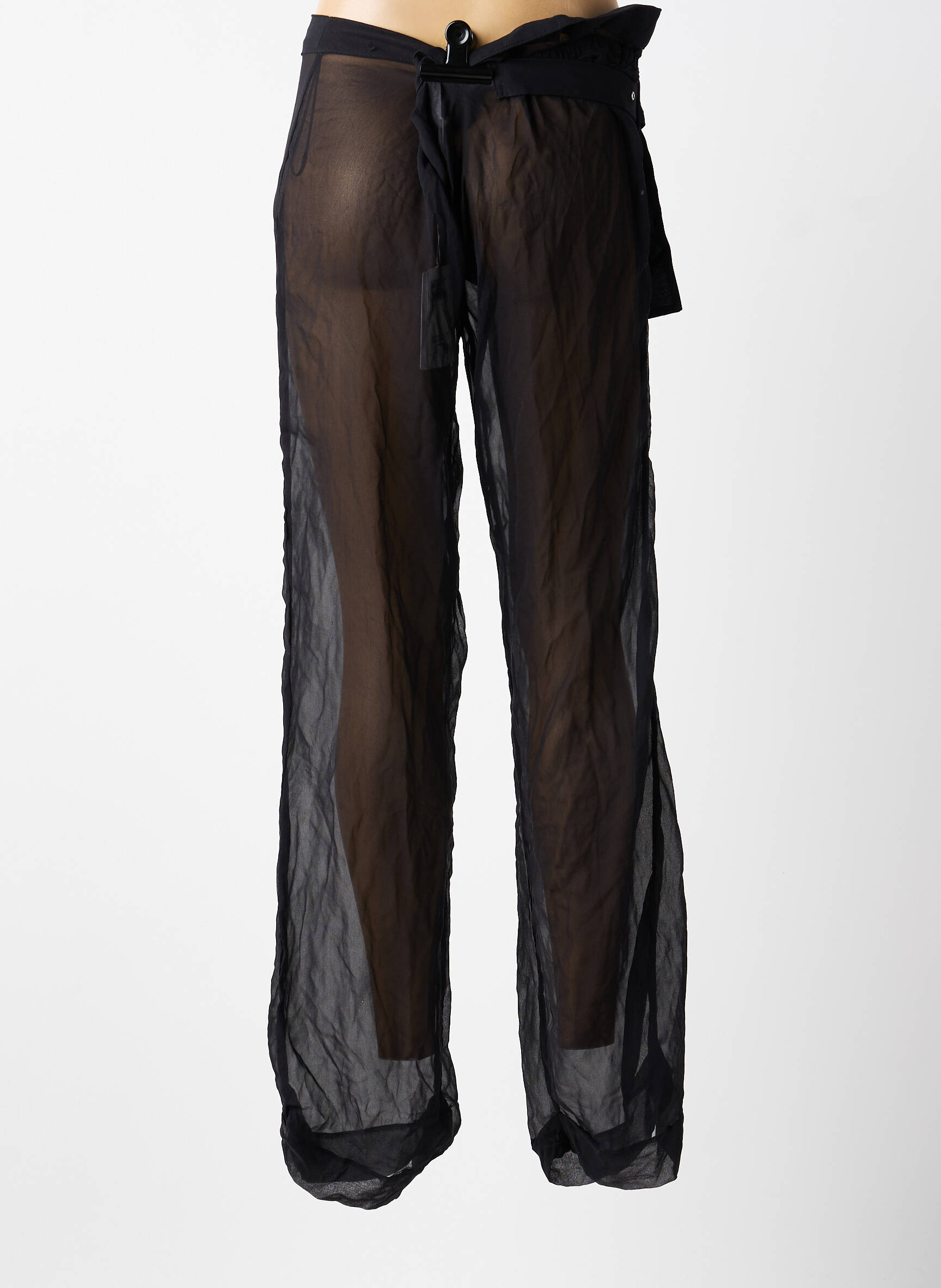 Pantalon droit tissage crêpe taille normale noir ROSA CHA femme