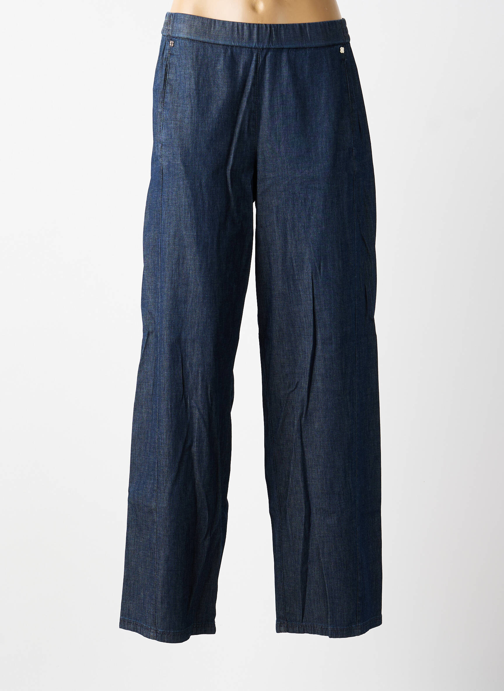 Pantalon droit taille élastique taille normale bleu ELENA MIRO femme